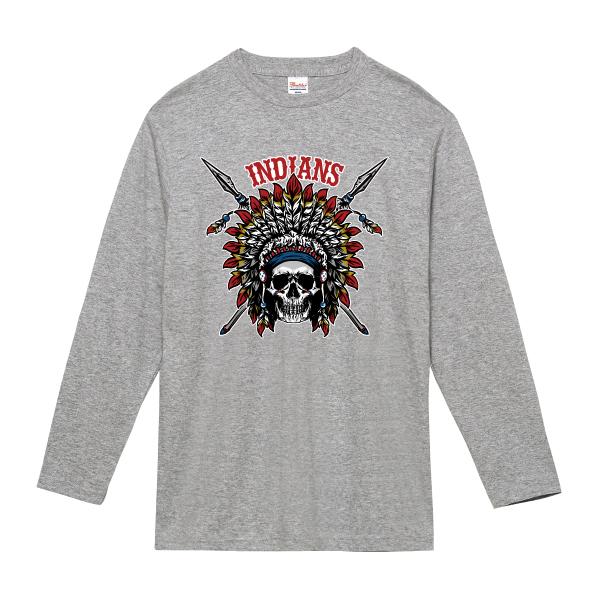 INDIANS ロンT 長袖Tシャツ インディアン ドクロ スカル バイカー