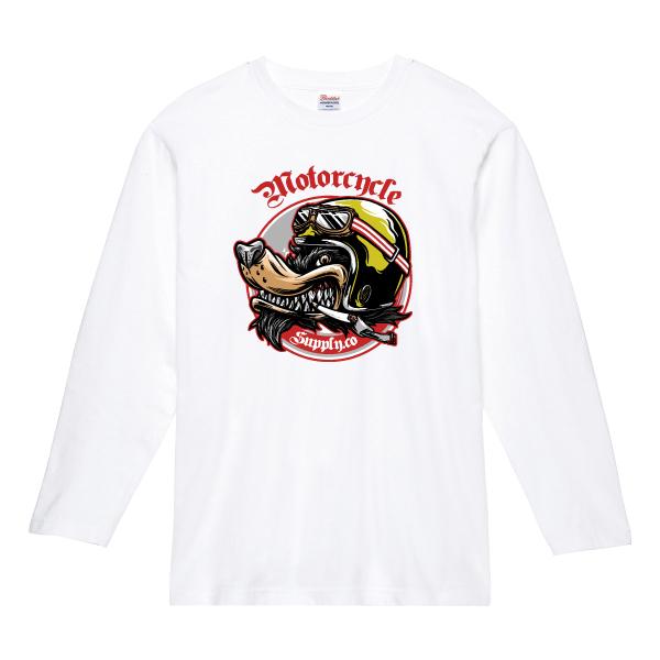 ウルフ Mortorcycle Supply ロンT 長袖Tシャツ オオカミ 狼 バイカー