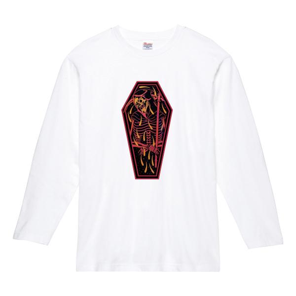 コフィンスカル ロンT 長袖Tシャツ バイカー ドクロ スカル バイク