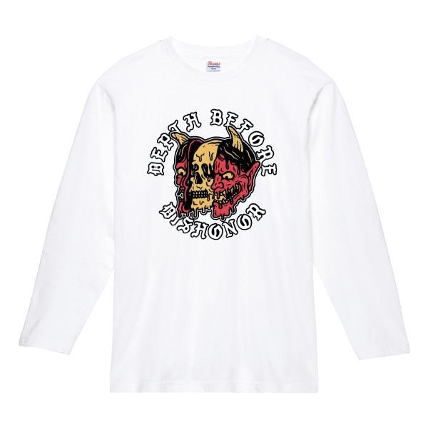 般若スカル ロンT 長袖Tシャツ バイカー ドクロ スカル バイク