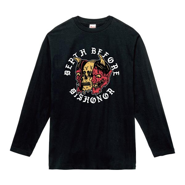 般若スカル ロンT 長袖Tシャツ バイカー ドクロ スカル バイク