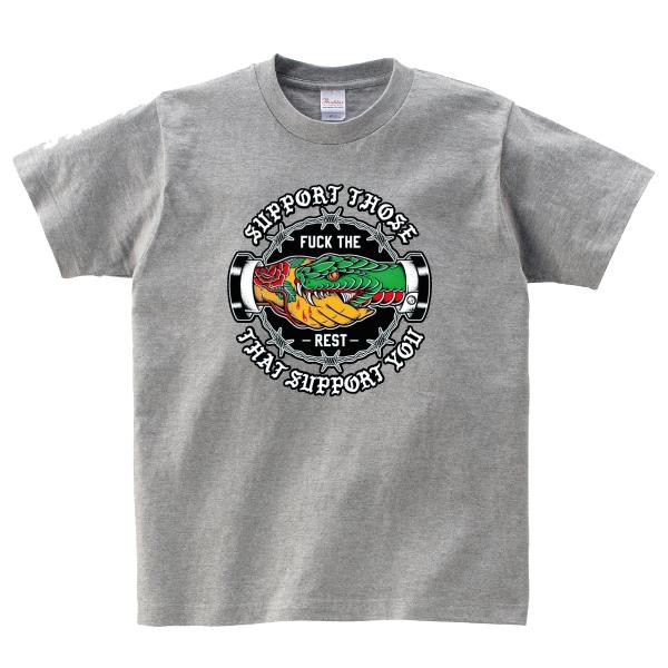 ハンドシェイク Tシャツ バイカー スネーク 蛇 タトゥー 握手 オールド