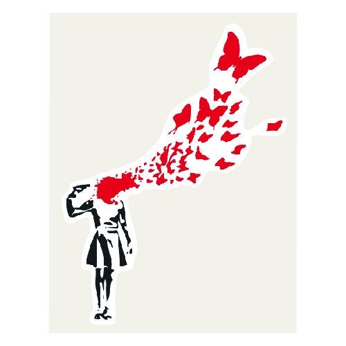 バンクシー バタフライヘッド 蝶々 ステッカー Banksy 85 113ミリ シール 車用ステッカー パソコン用 スーツケース用 Scr 39 森山印刷所 通販 Yahoo ショッピング