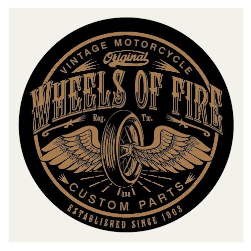 WHEELS OF FIREフライングホイール ステッカー 直径5センチ バイカー アメ車 シール 車用ステッカー バイク用｜moriyama-print