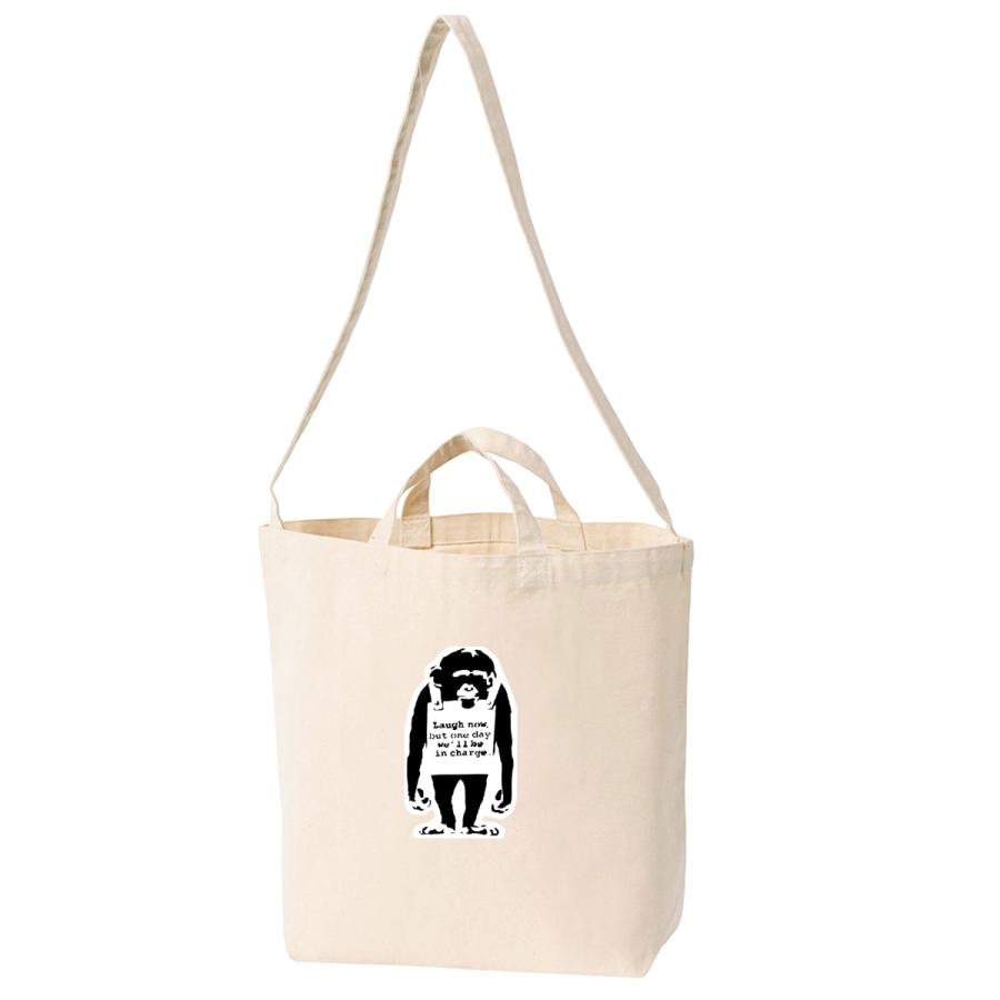 エコバッグ Banksy Laugh Now サル 洗える ショルダートート 2WAY