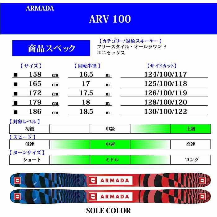 [スキー2点セット]アルマダ スキー板 2024 ARMADA ARV 100 + 24 ARMADA STRIVE 12 GW 115mm ビンディングセット 23-24｜moriyamasports｜03