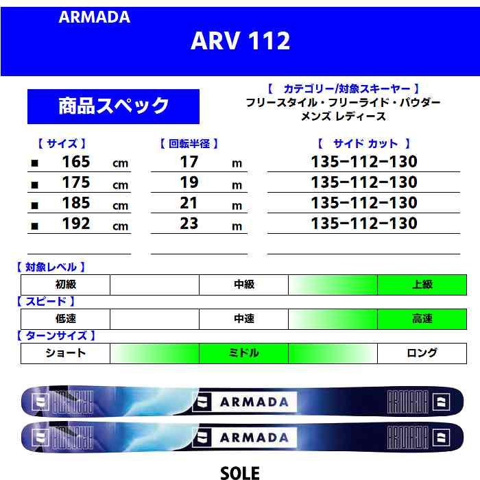 [スキー2点セット]アルマダ スキー板 2025 ARMADA ARV 112 + 25 TYROLIA ATTACK 14 GW 130mm ビンディングセット 24-25｜moriyamasports｜03