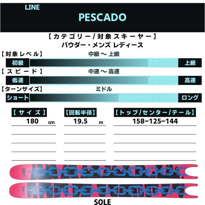 ライン スキー板 2026 LINE PESCADO ペスカド 板単品 25-26 ライン スキー板 2026 LINE PESCADO ペスカド 板単品 25-26