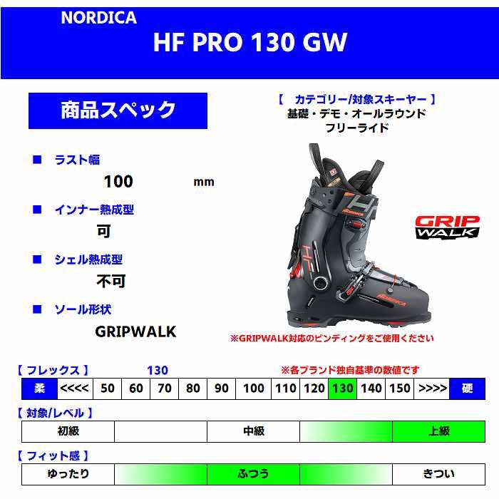 ノルディカ スキーブーツ 2025 NORDICA HF PRO 130 GW BK/ANT/RED エイチエフ リアエントリー 24-25｜moriyamasports｜03