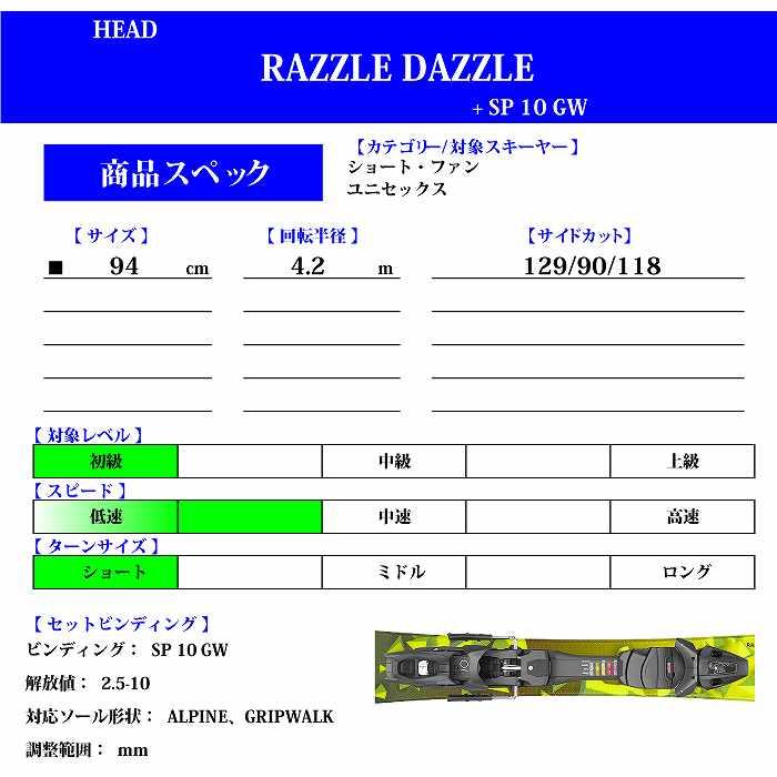 ヘッド ファンスキー 2024 HEAD RAZZLEDAZZLE + SP 10 GW YW/ANTH ラズルダズル 23-24｜moriyamasports｜03