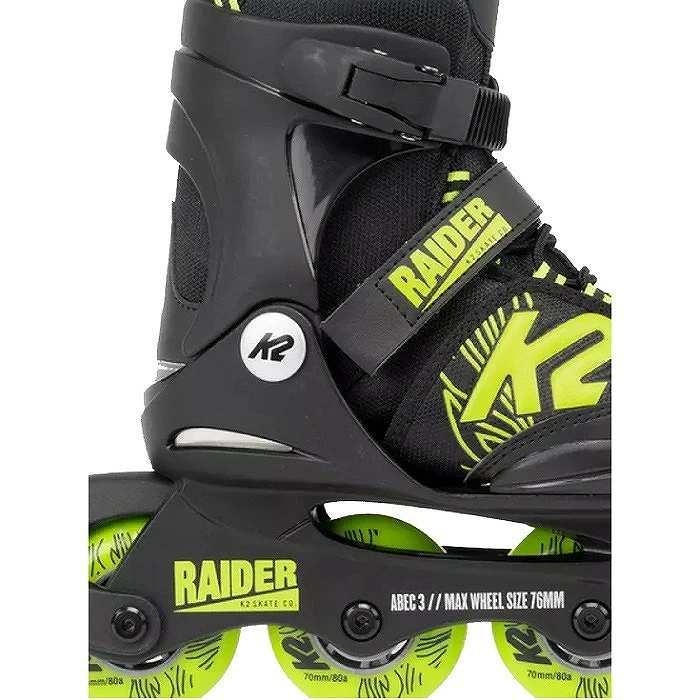 K2 ケーツー インラインスケート ジュニア RAIDER BLACK/LIME + ジュニアパッドセット I190200101 子供 正規品｜moriyamasports｜03