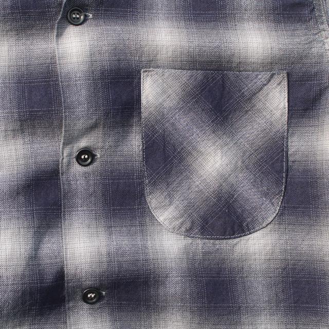 COLIMBO/コリンボ Modest Open Collar Shirt "Indigo Ombre Check" Grayish Check | コリンボ | 04