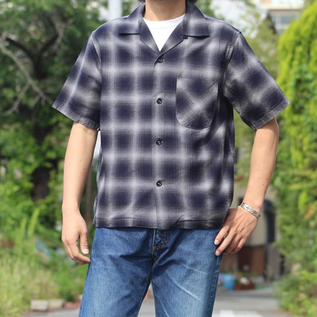 COLIMBO/コリンボ Modest Open Collar Shirt "Indigo Ombre Check" Grayish Check | コリンボ | 05