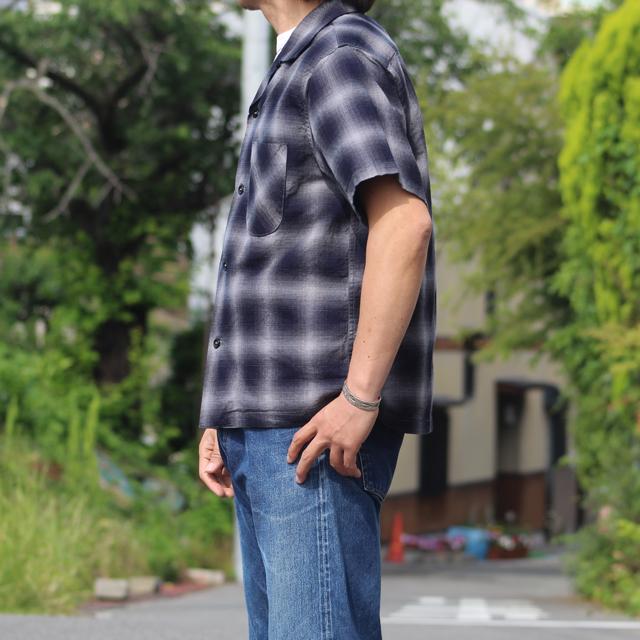 COLIMBO/コリンボ Modest Open Collar Shirt "Indigo Ombre Check" Grayish Check | コリンボ | 06