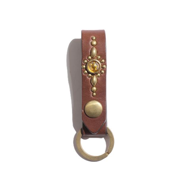 COLIMBO/コリンボ JEWEL STUDDED LEATHER KEY RING "Helios Pattern" BROWN | コリンボ | 01