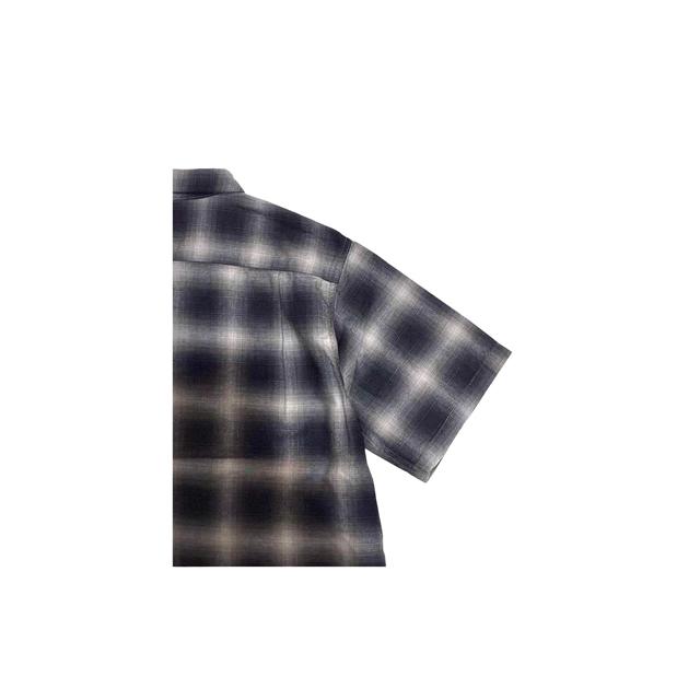 COLIMBO/コリンボ Modest Open Collar Shirt "Indigo Ombre Check" Smoky Gray Check (ZB-0304) | コリンボ | 03