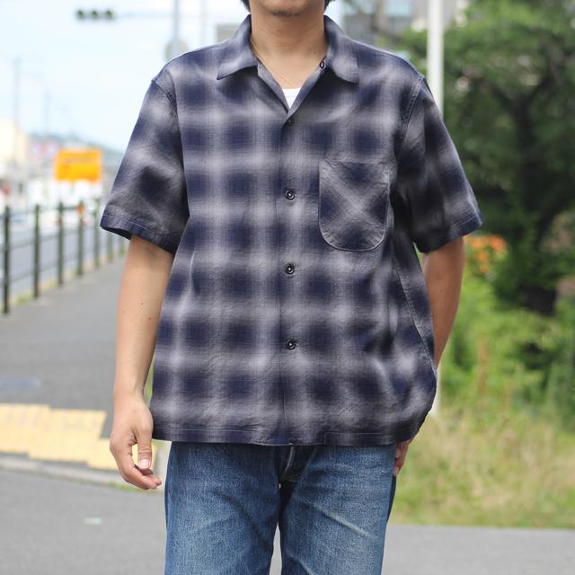 COLIMBO/コリンボ Modest Open Collar Shirt "Indigo Ombre Check" Smoky Gray Check (ZB-0304) | コリンボ | 05