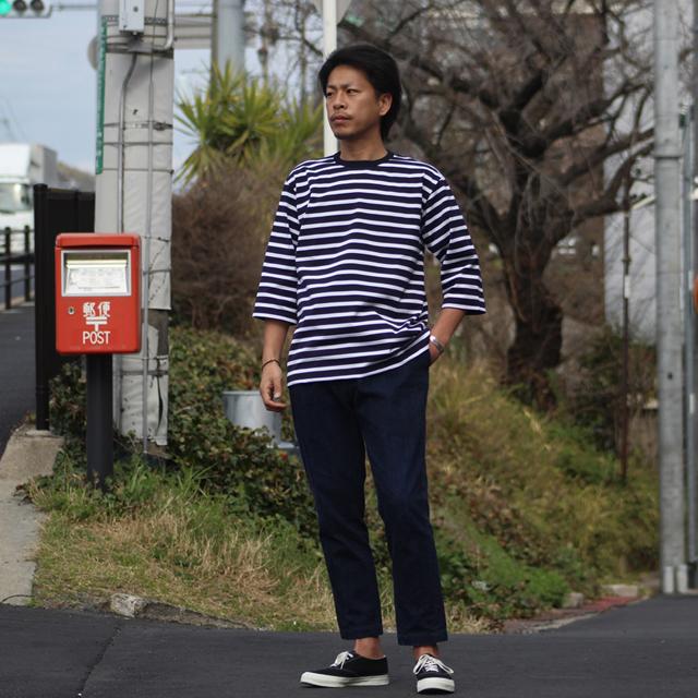 WORKERS WORKERS/ワーカーズ Border T, Half Sleeve, Navy x White 
