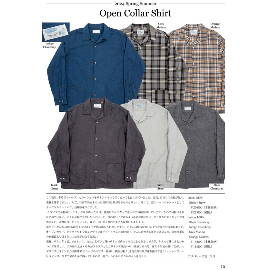 先行ご予約商品】 WORKERS/ワーカーズ Open Collar Shirt, Indigo