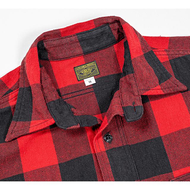Workers ワーカーズ WORKERS WORKERS WORKERS/ワーカーズ Deluxe Shirt Open Front Red Buffalo