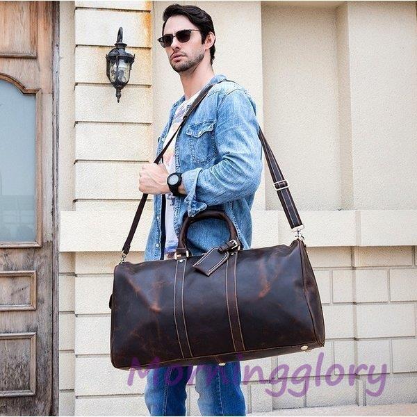 女性に人気 厚みレザー 修学旅行 トラベルバッグ 本革 アンティーク風 本革 メンズ ボストンバッグ 出張鞄 トラベルバッグ 本革 メンズ 旅行鞄 ボストンバッグ ブラウン Bag Travel Big 林間 帰省 出張 60cm バッグ