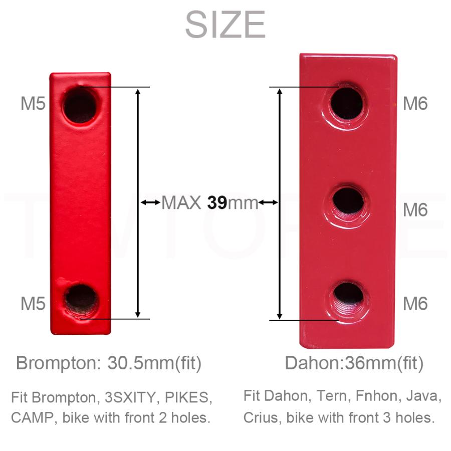 Twtopse自転車バイクフロントキャリアブロックブロンプトン用折りたたみ自転車2 3穴3シックスパイクキャンプdahonアジサシjava fnhon｜moro-shop｜07