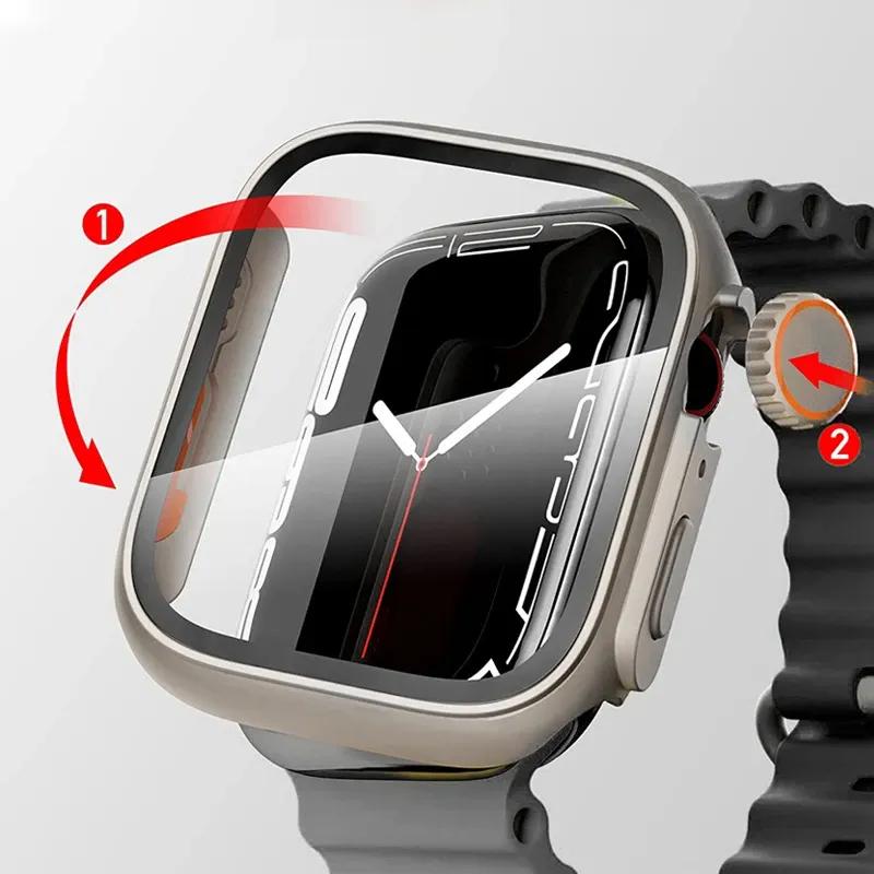 Apple Watch用ガラスおよびケース,超耐衝撃保護カバー,iwatchシリーズ9,8,7,SE,6,5,44mm, 45mm, 41mm, 40｜moro-shop｜03