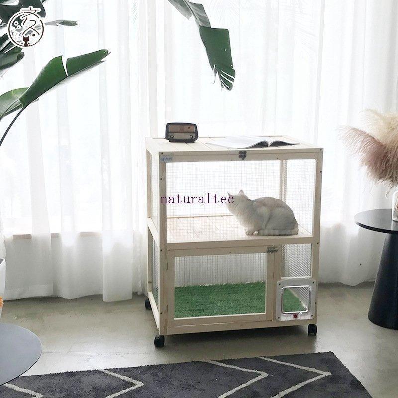 【24時間以内発送】 猫 ケージ キャットケージ 木製フレーム 広々 大型 猫ゲージ おしゃれ キャットハウス ネコ ハウス 留守番 保護 脱走防止 【1832740666】(10199円)