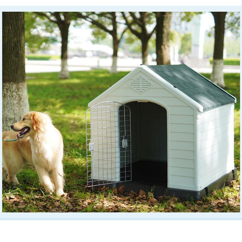 大型犬 ドッグ 犬舎 犬小屋 ハウス おうち 屋外 野外 庭用 プラス ティック製 プラスチック 防水 通気性 ドア無し 