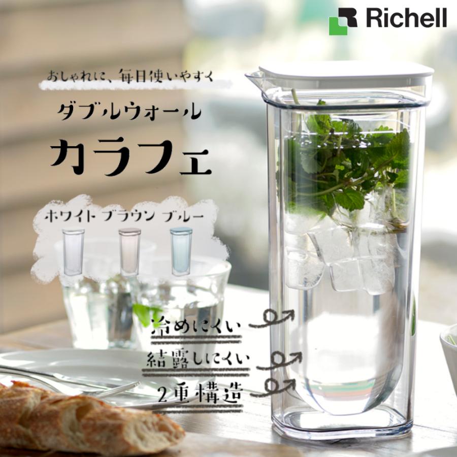 お茶ポット 保冷 ピッチャー 冷水筒 ダブルウォール カラフェ 1
