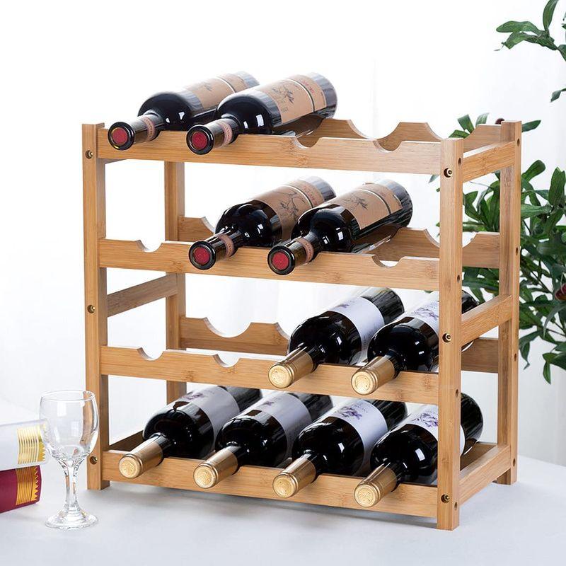 開店祝い開店祝いAnberotta 竹製 ワインラック ワインホルダー ワイン シャンパン ボトル ウッド 収納 ケース スタンド インテリア  ディスプレイ アルコール用品