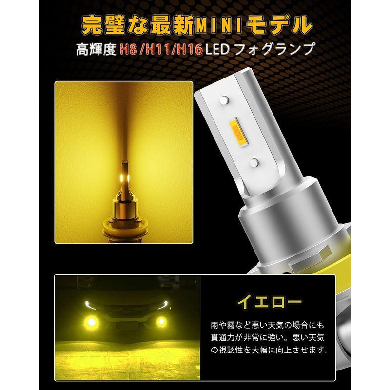 GOSMY LED フォグランプ H8 H11 H16 バルブ イエローフォグ黄色 車検対応 12V-24V 2000LM CSPチップ搭載｜mosaic-store｜04