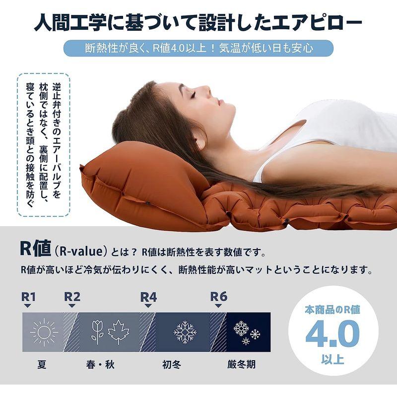 エアーマット 10cm厚さ　2枚セット 195x70cm 収納バッグ付き Rocacoco 10cm厚さ エアーマット エアマット キャンプマット