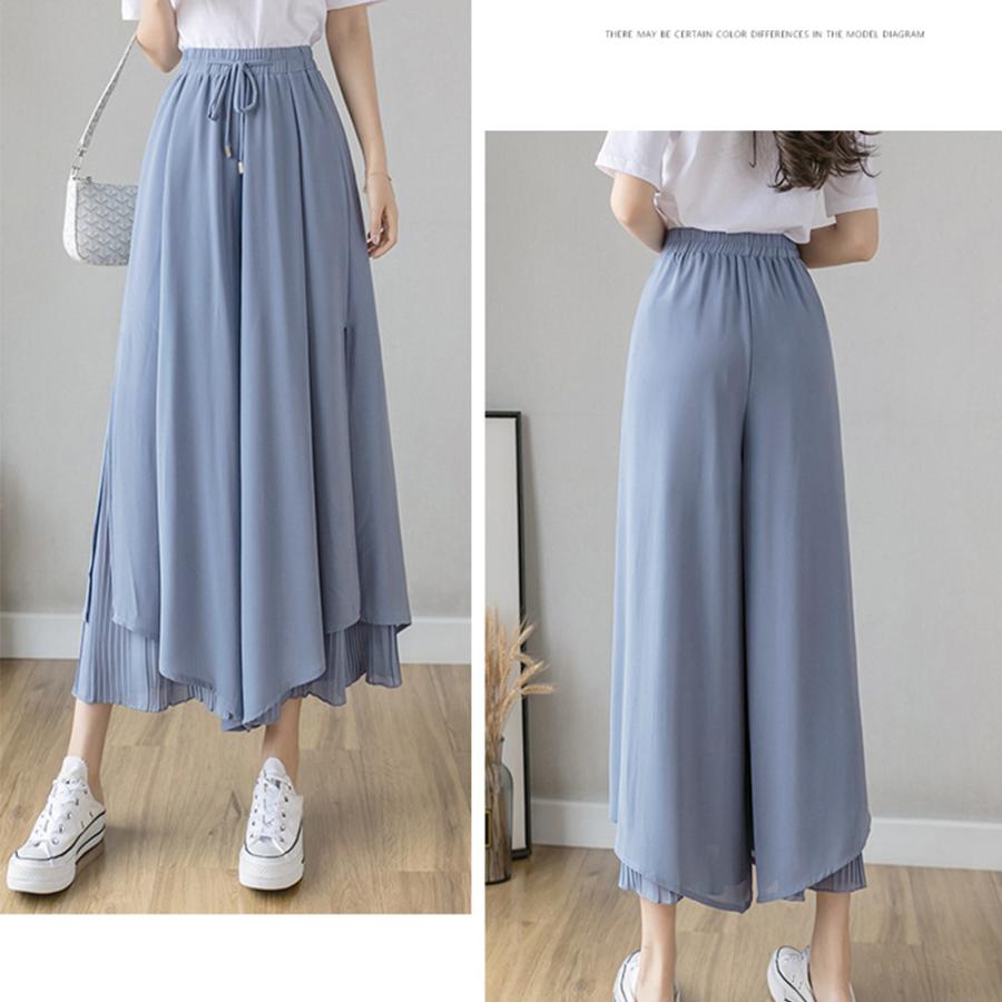 即納 ガウチョパンツ ワイドパンツ 韓国ファッション レディース 韓国 コーデ おしゃれ かわいい シフォン レース ホワイト ブラック ブルー 春 夏 秋 Ad019 Mosh韓国子供服 通販 Yahoo ショッピング