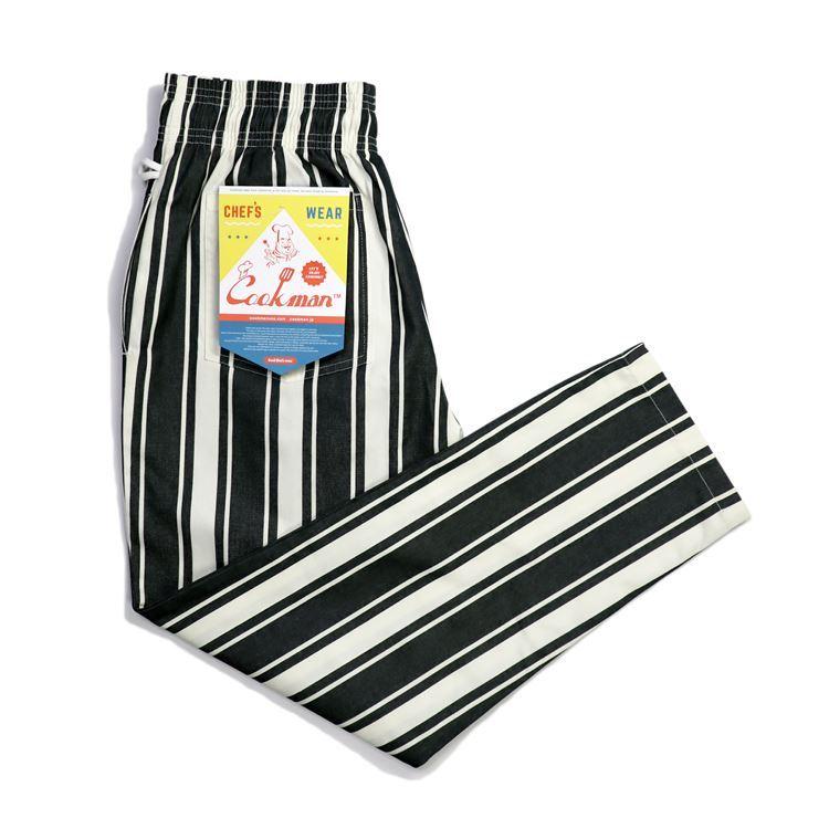 COOKMAN Chef Pants Awning Stripe Black クックマン シェフパンツ｜moshpunx｜02