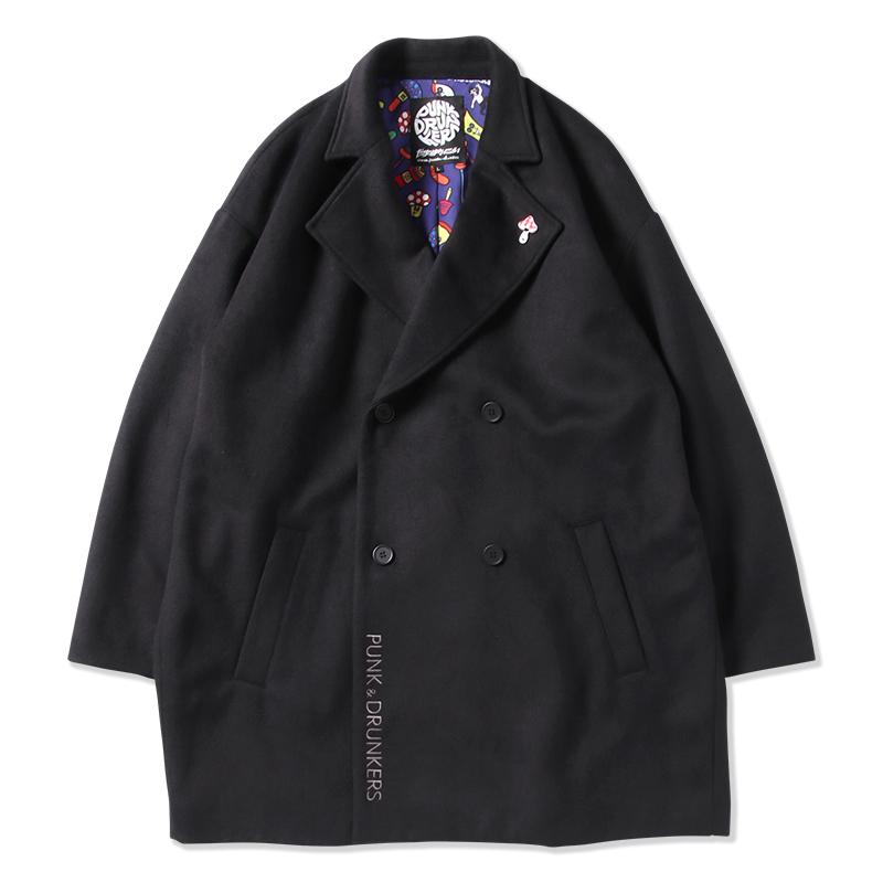 PUNK DRUNKERS　ショート目ッズコート　ファー付き　カーキ パンクドランカーズ メッズコートファーツキカーキ