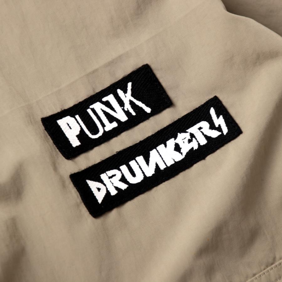 PUNK DRUNKERS　ショート目ッズコート　ファー付き　ブラック PUNK DRUNKERS - PDSロゴ総柄ファーJKT | DOLL