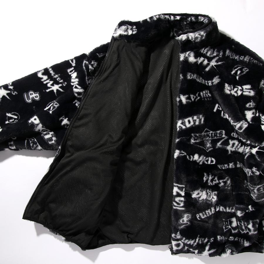 PUNK DRUNKERS PUNKDRUNKERS PDSロゴ総柄ファーJKT パンク