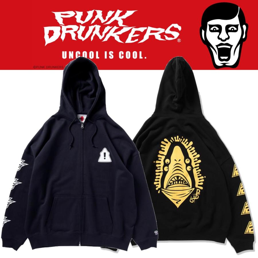 PUNK DRUNKERS（パンクドランカーズ） 鮫人出没注意BIG.ZIPパーカ 