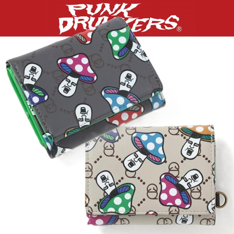 PUNK DRUNKERS キノコ柄 三つ折り財布 PUNK DRUNKERS - きのこ総柄三つ折り財布 | DOLL