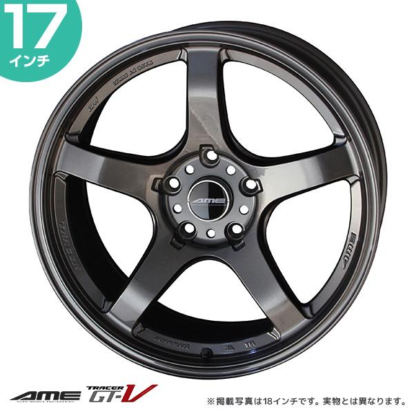 AME GT-V トレーサー 17インチ ガンメタ タイヤ付き 共豊 AME トレーサー GT-V 17インチ 9.0J 38 5-100 ガンブラック FACE2