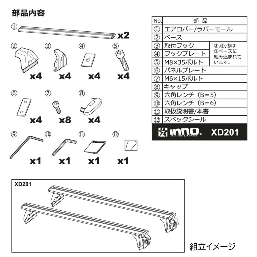 INNO ドリップエアロベースセット ジムニー用 エアロバー 2本〔XD201 