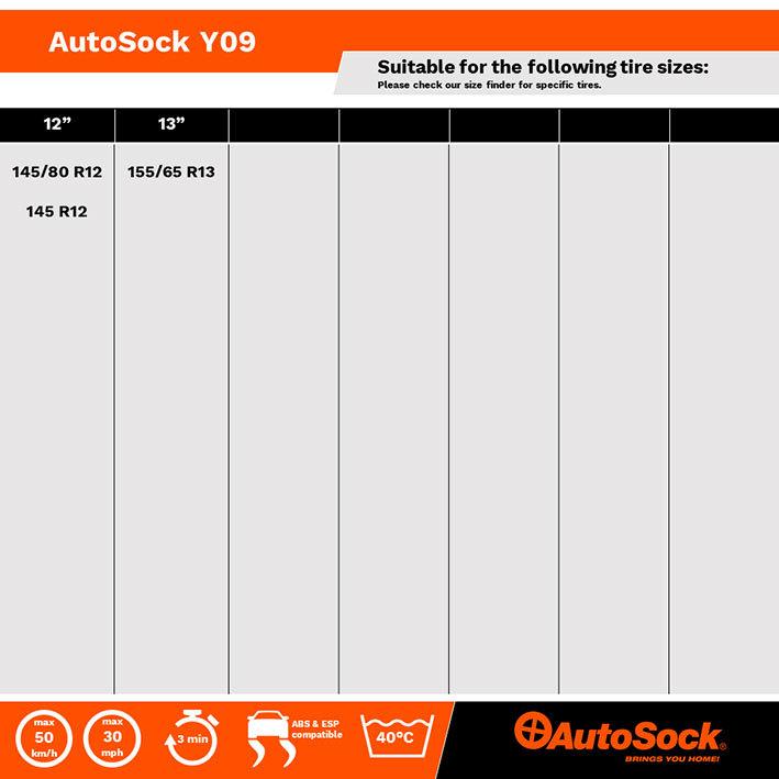 AutoSock オートソック 布製 タイヤチェーン 〔Y09〕 軽自動車用 145