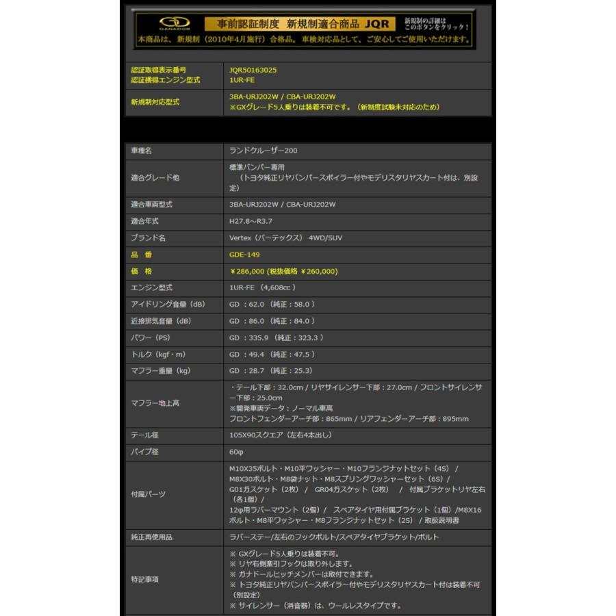 GANADOR（ガナドール） Vertex バーテックス ランドクルーザー200 標準