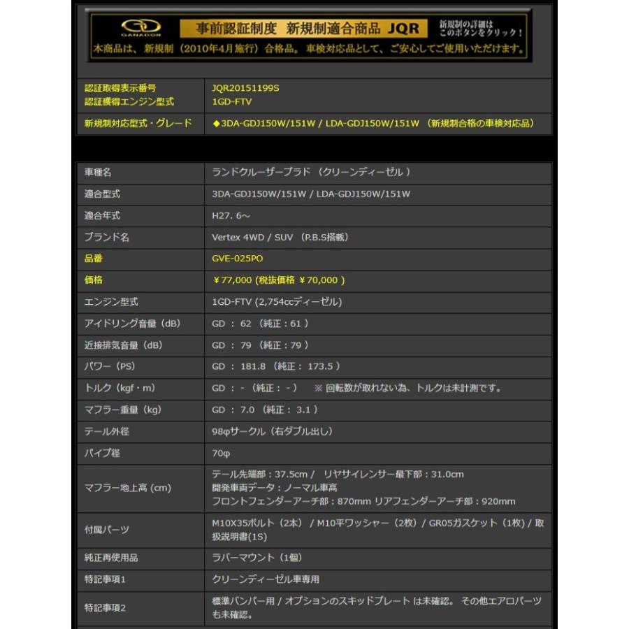 GANADOR（ガナドール） Vertex ランドクルーザープラド クリーン
