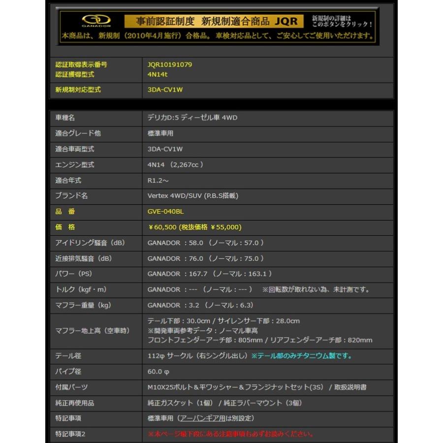 GANADOR ガナドール Vertex バーテックス デリカD:5 ディーゼル