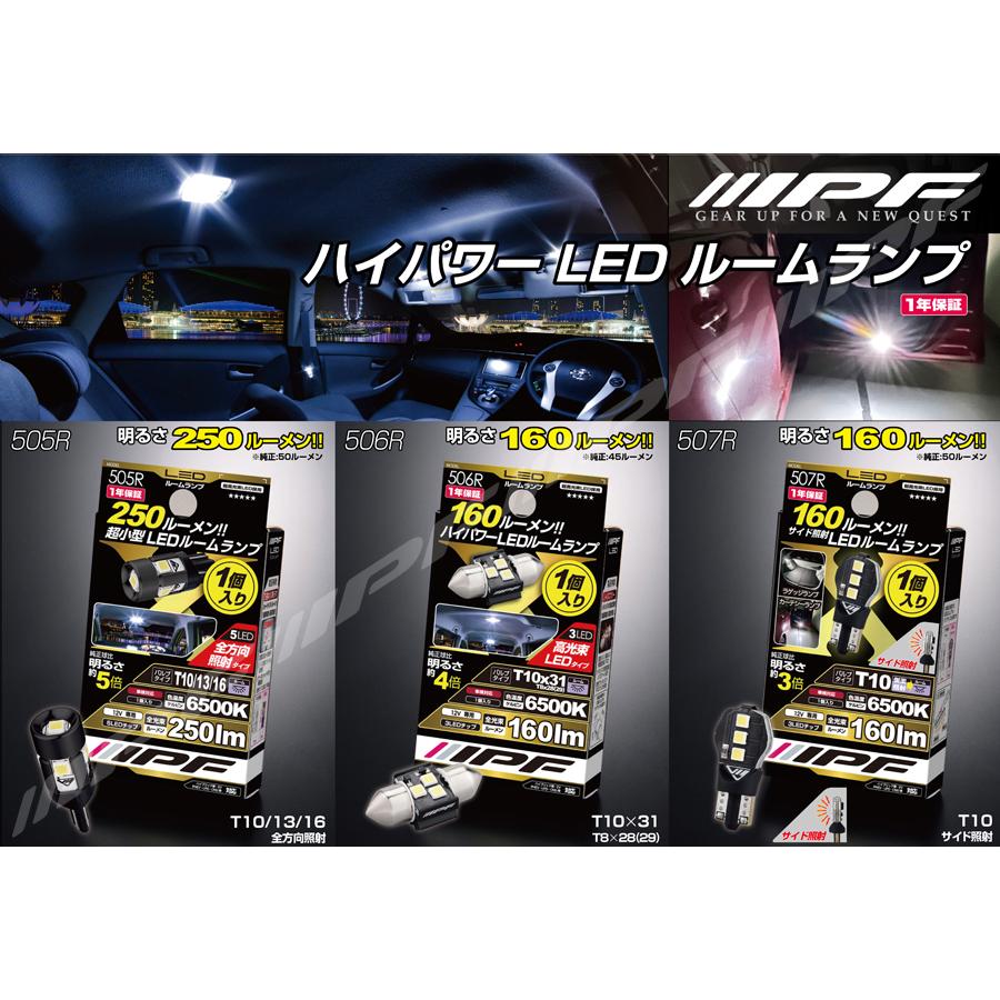 IPF IPF LED ハイパワールームランプバルブ 1個入〔507R〕T10サイド照射 色温度 6500K 明るさ 160lm 12V/0 ...