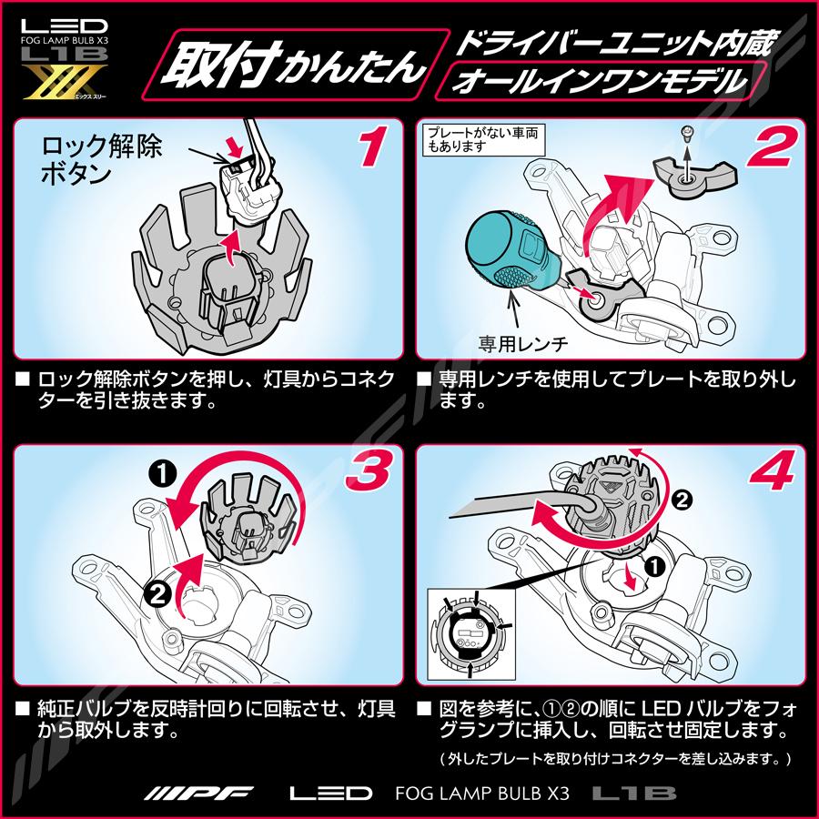 IPF LED フォグ ランプ バルブ X3 L1B 2600K〔5L4FLM〕| アイピーエフ フォグランプ エックス・スリーシリーズ ランプ ライト 3年保証 車検対応｜mostprice｜06