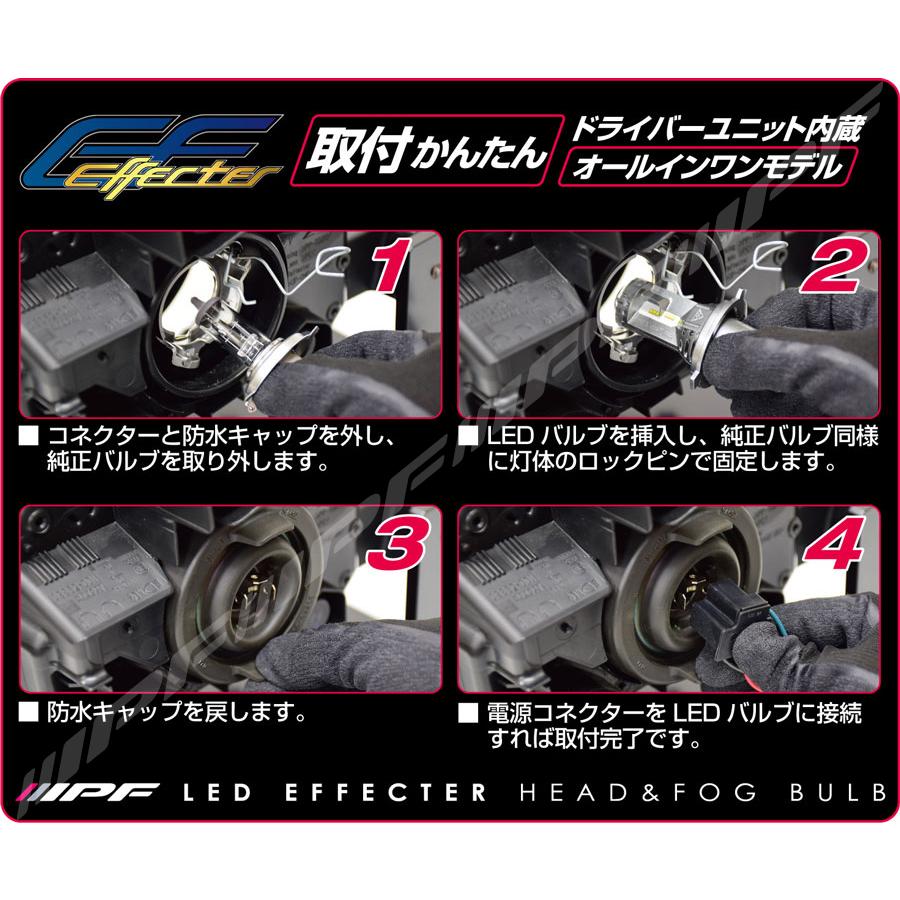 IPF IPF LED エフェクター ヘッド＆フォグ バルブ 6500K H4〔E141HFBW