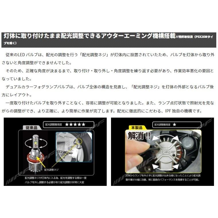 IPF LED デュアルカラー フォグランプバルブ Fシリーズ H8/H11